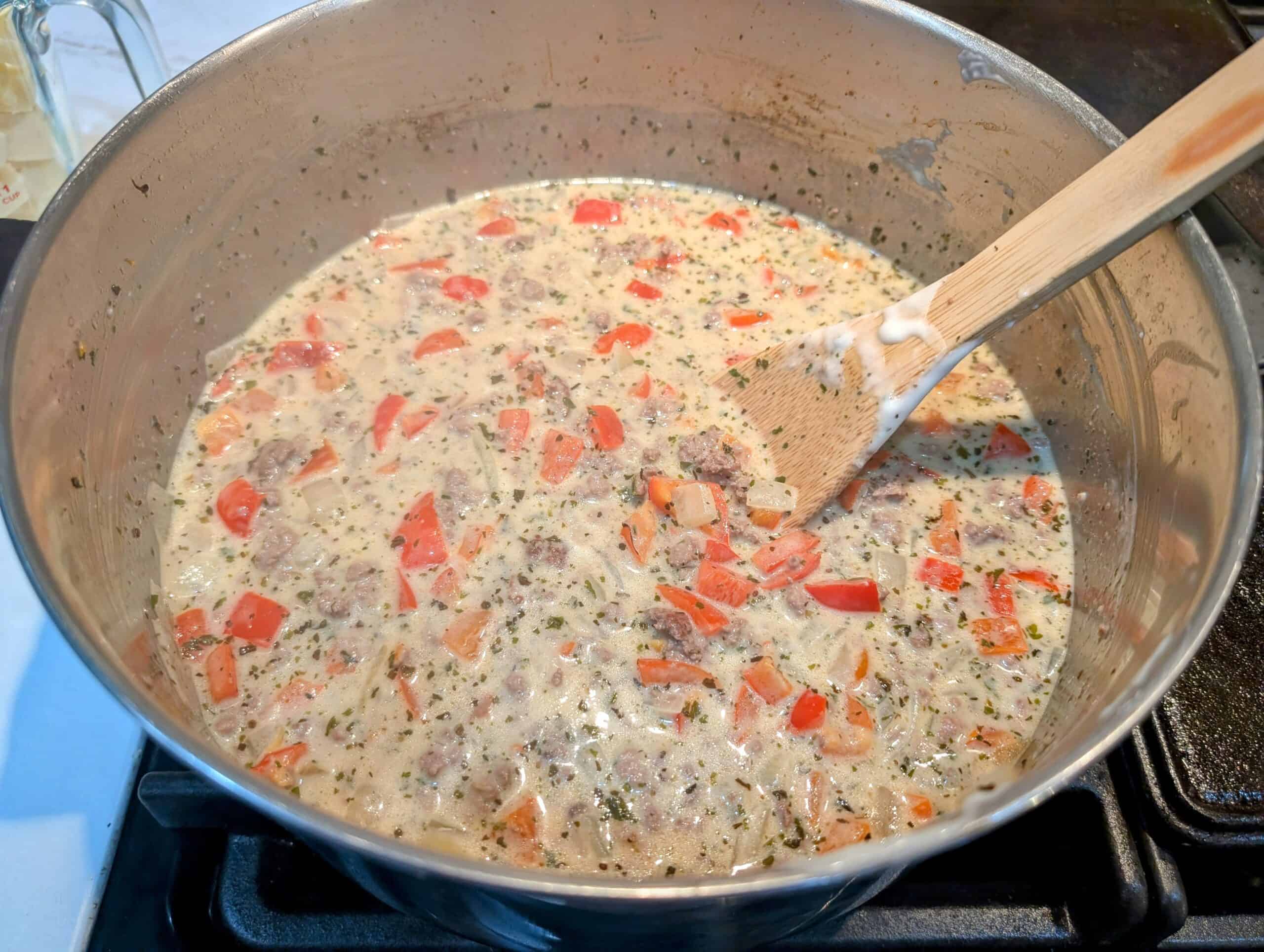 Philly Cheeseburger soup with the roux 